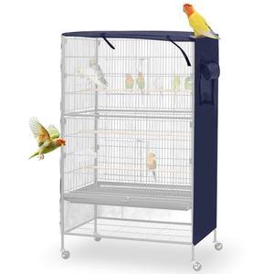 새장 커버, 밤용 대형 조정 가능한 전면 커튼이 있는 암막 및 통기성 앵무새용 작은 동물용 커버(새장 제외)