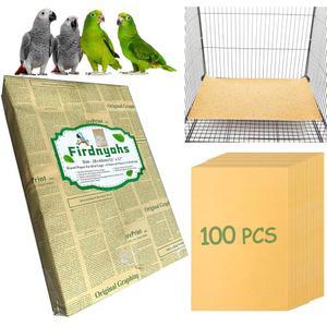 Firdnyohs 100PCS 새장용 자갈 라이너 종이, 11x17 케이지 라이너, 단단한 부리 청소 안전하고 소화하기 쉬운 새장 앵무새용 대형 사이즈