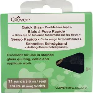 클로버 700-1128 퀵 퓨즈블 바이어스 테이프 1/4인치 너비 x 11야드 검은색