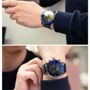 남성 심플 가죽 메탈 손목시계 캐주얼 시계 (9241925A)