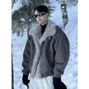 남친 겨울 빈티지 트렌디 아이템 점퍼 블루종항공 좌산 조가죽 털 일체형 코트 패딩 스웨이드 도톰 보온 HT