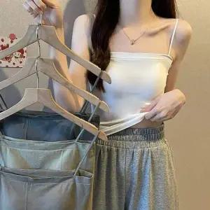 크롭끈나시패드내장 여자 끈나시 브라탑 런닝 브라