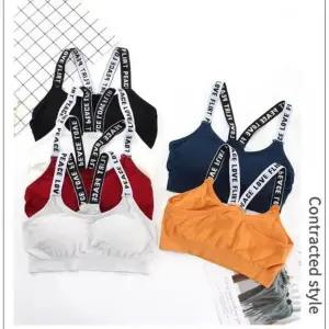 레터링 어깨끈 노와이어 스포츠브라