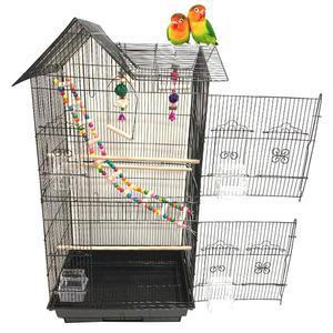 38인치 더블 루프탑 대형 비행 새장, 장난감 등반 사다리 측면 둥지 상자 문이 있는 코카티엘 선 잉꼬를 위한 새장 버디 핀치 러브버드 카나리아 애완용 새 여행용 새장을 장식합니다
