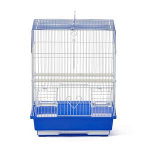 프리뷰 반려동물 제품 플랫 탑 이코노미 잉꼬와 흰색 와이어, 탈착식 트레이가 있는 파란색 플라스틱 베이스의 소형 새장