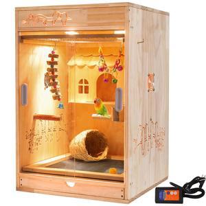 히터와 온도 조절기가 있는 대형 새장, 새집 인큐베이터, 새 둥지 상자, 새장 액세서리, 앵무새 코카티엘 러브버드 버디 핀치 카나리아용 나무 키트