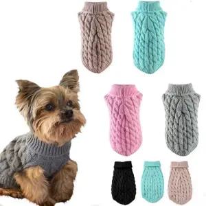 반려견 겨울패션 완성 꽈배기 니트 스웨터 6가지 색상 강아지겨울옷 가디건 조끼