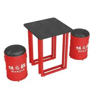 드럼통 철제테이블 가구 스타일 세트 업소용 철제