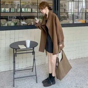 여사친 하프 모직 빈티지 캐주얼 가을 트렌치 코트 DUCHI3