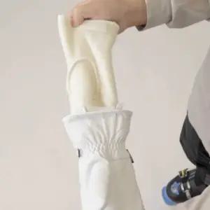 헤스트라 여성 화이트 가죽 벙어리 장갑 스키 방한 XS BNA