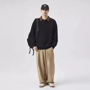 남사친 가을 빈티지 캐주얼룩 칼라넥 스웨터 가디건 신상 터틀넥 느슨한 카디건 DUCHI3