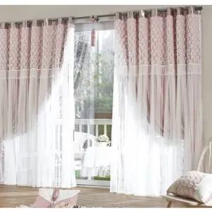 지나송 암막 커튼 거실 봉 순수 웨딩스타일 소형 핑크 BNS
