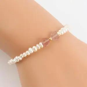 [신상오픈런]핑크하트 길이조절 반투명 진주팔찌 스털링실버 (29988235)