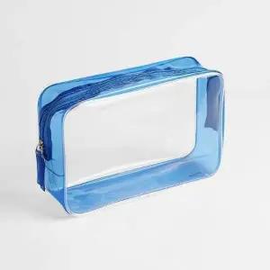 [룽스]투명 파우치 블루 목욕파우치 화장품파우치