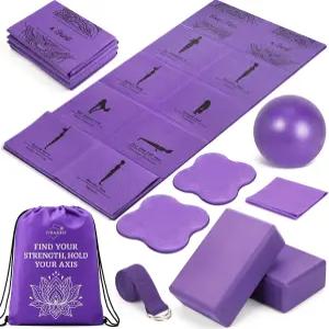 2팩 요가 블록과 스트랩이 있는 여성용 ViraAxis 접이식 매트 및 블록 세트 가방이 얇은 논 슬립 필라테스