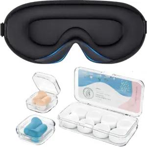 마보슬 실리콘 이어플러그 - 울트라 소프트 폼 남성용 수면 안대 업그레이드된 3D 중공 디자인 가치 팩