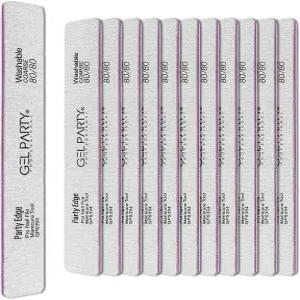 젤파티 프로페셔널 네일 파일 80/80 그릿 스퀘어 - 세척 가능한 양면 에머리 보드 12팩 아크릴 및 하드 젤