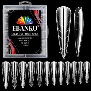 폴리 익스텐션 젤을 위한 EBANKU 듀얼 네일 폼 120 PCS 스틸레토 구조 팁 빌더 젤 솔리드 아트 디자인