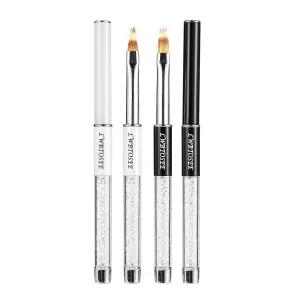 LWBTOSEE 2PCS 네일 옴브레 브러시 아트 페인팅 펜 UV 젤 폴리시 그라디언트 컬러 라인스톤 크리스탈