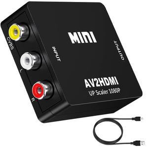 Flsazrx RCA에서 HDMI 변환기, 1080P RCA 복합 CVBS AV에서 비디오 오디오 변환기 어댑터(USB 전원 케이블 포함), N64 Wii PS2 Xbox VHS VCR 카메라 DVD와 호환, PAL/NTSC 지원