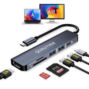 맥북 에어용 USB C 허브 멀티포트 어댑터 동글 4K HDMI, 100W PD, 3.0, SD /TF 카드 리더 HDMI Pro, , Dell XPS용 6인치 C에서 1개 포함