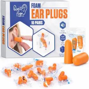 고품질 폼 이어플러그 10쌍 - 수면 소음 제거 일회용 32dB 소프트 감소 건설 작업 촬영 음악을 위한 개별