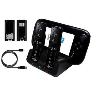 LED 표시등과 2 2800mAh 충전식 배터리가 장착된 닌텐도 WiiU 게임패드 및 컨트롤러용 3-in-1 충전 스테이션 도크