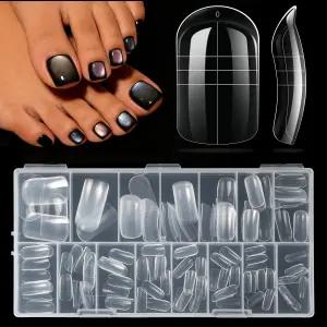 크로포 듀얼 토 폼 - 폴리 익스텐션 젤 네일 150pcs 재사용 가능한 빌더 네일용 풀 커버 가정용 매니큐어