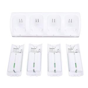 Wii 리모컨용 충전 스테이션 4 in 1, 2800mAh 충전식 배터리 4팩, 포트 4개 및 USB 전원 코드, 액세서리(화이트)