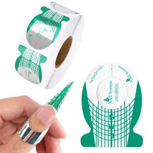 젤 빌더용 G2PLUS 네일 폼 500PCS 연장 DIY 및 가정용 살롱 용품용 롱 길이 재사용 팁 모양 가이드 스티커