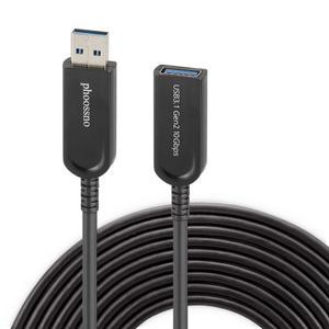 포스노 USB 3.1 확장 케이블 액티브 옵티컬 10Gbps 50피트 15m, 마이크로소프트 애저 카메라 Xbox 터치스크린 키넥트 키보드 마우스 인텔 리얼센스와 호환