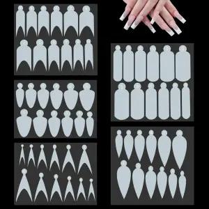 네일 몰드용 Vnjaoi 60 PCS 실리콘 프렌치 매니큐어 스티커 듀얼 폼 몰드 젤 익스텐션 퀵 빌딩