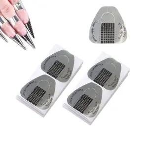 VNC 200Pcs 긴 네일 폼 연장 세트 실버 가이드 스티커 두꺼운 아트 팁 내구성 아크릴 종이 번호 표시