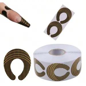 아크릴 네일용 뷰티리더 500개 네일 폼 두꺼운 아트 팁 확장 숫자가 표시된 젤 C 모양 스티커용 골든 컬러