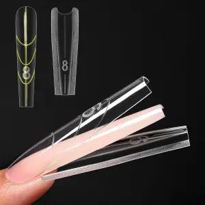 240개 샌드위치 네일 듀얼 폼 DIY 퀵 연장용 몰드 15사이즈 투명 플라스틱 홈 ( ZM-W555 길이 관 )의 살롱