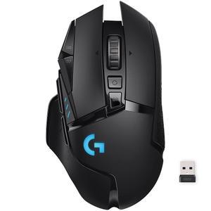 G502 라이트스피드 무선 게이밍 마우스, 히어로 25K 센서, 파워플레이 호환, 조정 가능한 무게 및 라이트싱크 RGB - 블랙