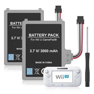 Wii U 게임패드용 KEKUCUL 2Pcs 배터리 팩, 닌텐도 게임패드 WUP-012, WUP-010용 드라이버로 충전식 교체