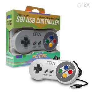 CirKa S91 프리미엄 슈퍼 패미컴 USB 컨트롤러 u2013 클래식 SNES 디자인, PC/Mac용 플러그 앤 플레이, 6피트 케이블, 레트로 게이밍 액세서리