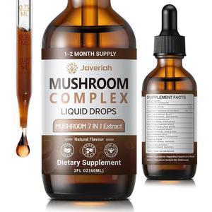 자베리아 버섯 복합 액체 방울은 사자 갈기, 표고버섯, 킹 트럼펫, 튀르키예 꼬리, 레이시, 코디셉스 & 차가, 7 인 1 블렌드 팅크처 2 floz로 보충합니다.