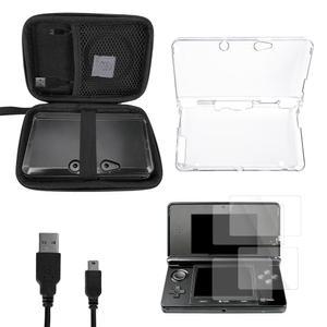 JDGPOKOOKOO 5 in 1 닌텐도 3DS용 액세서리 키트, 휴대용 케이스, 클리어 쉘 2세트 스크린 프로텍터 및 3DS 전용 충전 케이블