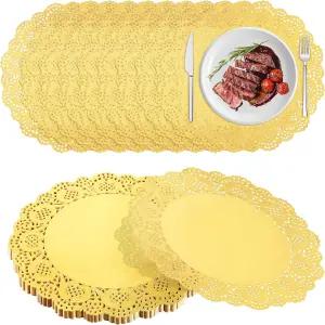 SHENLIU 200Pcs 골드 레이스 종이 도일리 12.5인치 일회용 호일 플레이스매트 케이크 공예 결혼식 생일