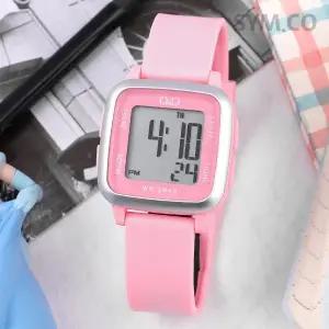 [큐앤큐] G02A-009VY 사각 스퀘어 디지털 실버핑크 어린이 방수 아동 우레탄 시계 d