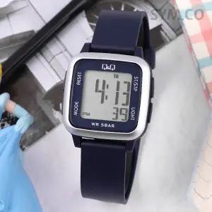 [큐앤큐] G02A-010VY 사각 스퀘어 디지털 실버네이비 어린이 방수 아동 우레탄 시계 d