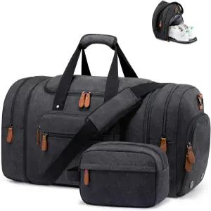 남성용 수키피 캔버스 여행용 더플백 신발 수납공간과 세면도구 가방이 있는 주말 오버나이트백 비행기