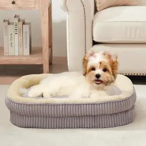 소형견 품종을 위한 DEBANG HOME 정형외과용 반려견 침대 고밀도 달걀 상자 폼 소파 타원형 케넬 양면