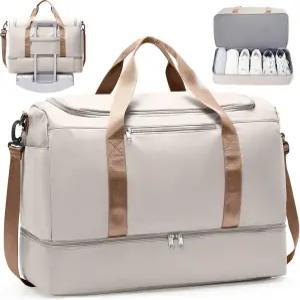 신발장이 있는 여행용 더플백 여성용 XL 위켄더백 헬스장 스포츠 및 출장용 오버나이트백 분만용 방수