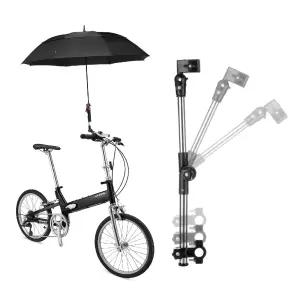 플렉시온 자전거 우산 장착 홀더 - 2섹션 튜브 핸들이 있는 조절식 회전 커넥터 스탠드 유모차 부착용 원형