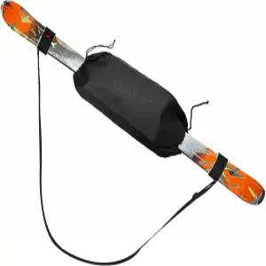 Soulchen 2개 스키 보호 액세서리 바인딩 커버 및 스트랩 조절 가능한 폴 캐리어가 있는 범용 방수