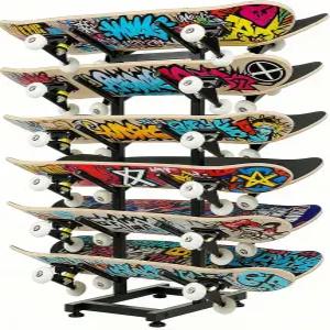 BiJun 스케이트보드 랙 바닥 스탠드 6겹 홀더 스노우보드 보관 정리대 데크 롱보드 스노보드 스탠다드 미니