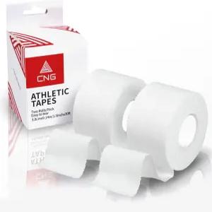 운동 테이프 흰색 면 탄성 스포츠 2팩 발목 손목 부상 테이핑을 위한 매우 강력한 쉬운 찢어짐 방지 접착